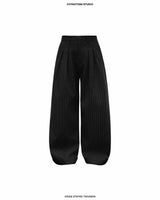 BLACK STRIPED CRUDE TROUSERS