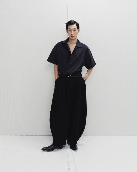 BLACK LOOSE FLOW DENIM PANTS