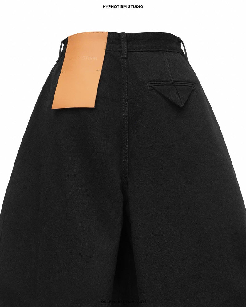 BLACK LOOSE FLOW DENIM PANTS