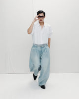 LIGHT BLUE LOOSE FLOW DENIM PANTS