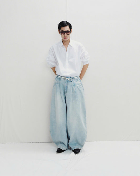 LIGHT BLUE LOOSE FLOW DENIM PANTS