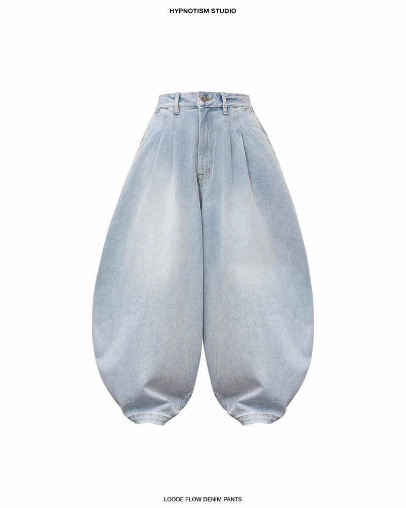 LIGHT BLUE LOOSE FLOW DENIM PANTS