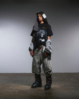 TIE-DYE WASHED DIRTY WHITE BAGGY JEANS/ WHITE