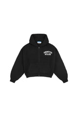 BLACK "WHENEVER" GRAND WAFFLE ZIP HOODIE