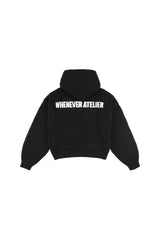 BLACK "WHENEVER" GRAND WAFFLE ZIP HOODIE