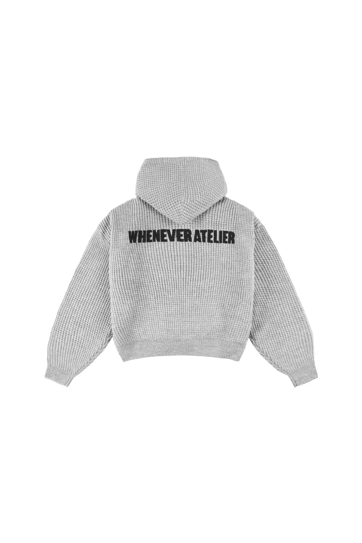 GREY "WHENEVER" GRAND WAFFLE ZIP HOODIE