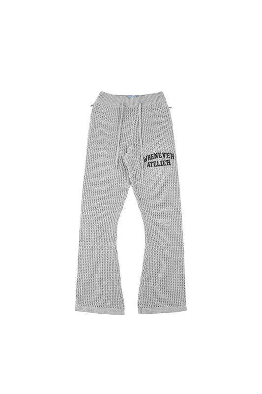 GREY "WHENEVER" WAFFLE KNIT FLARE PANTS
