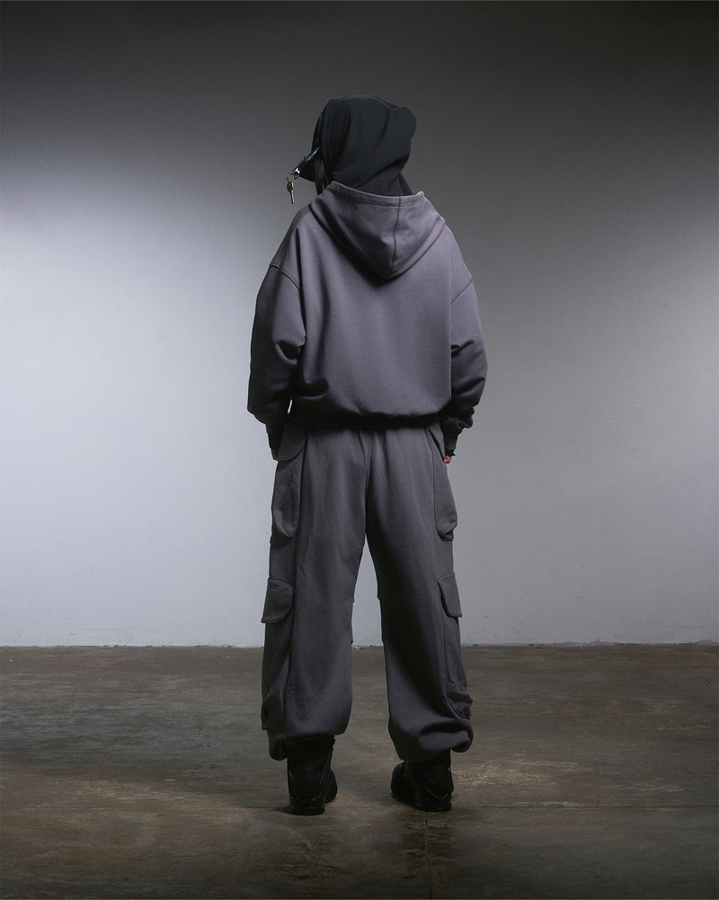 BOXY UNIFORM ZIPPED HOODIE/ GREY