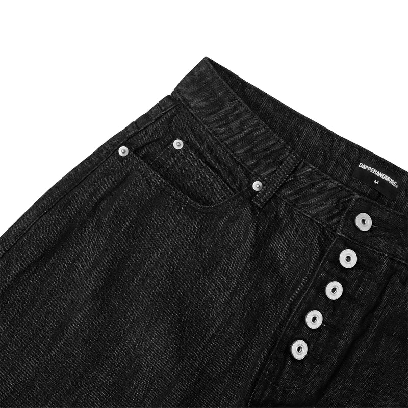 LOOSE FIT RAW DENIM PANTS/ BLACK
