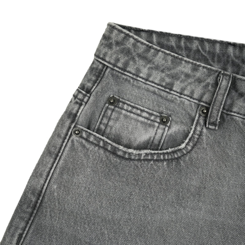 WASHED DENIM SHORTS/ GREY