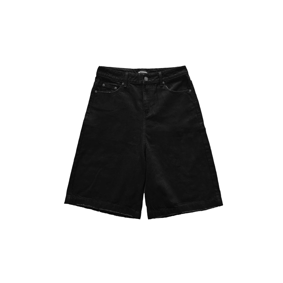 WASHED DENIM SHORTS/ SOLID BLACK