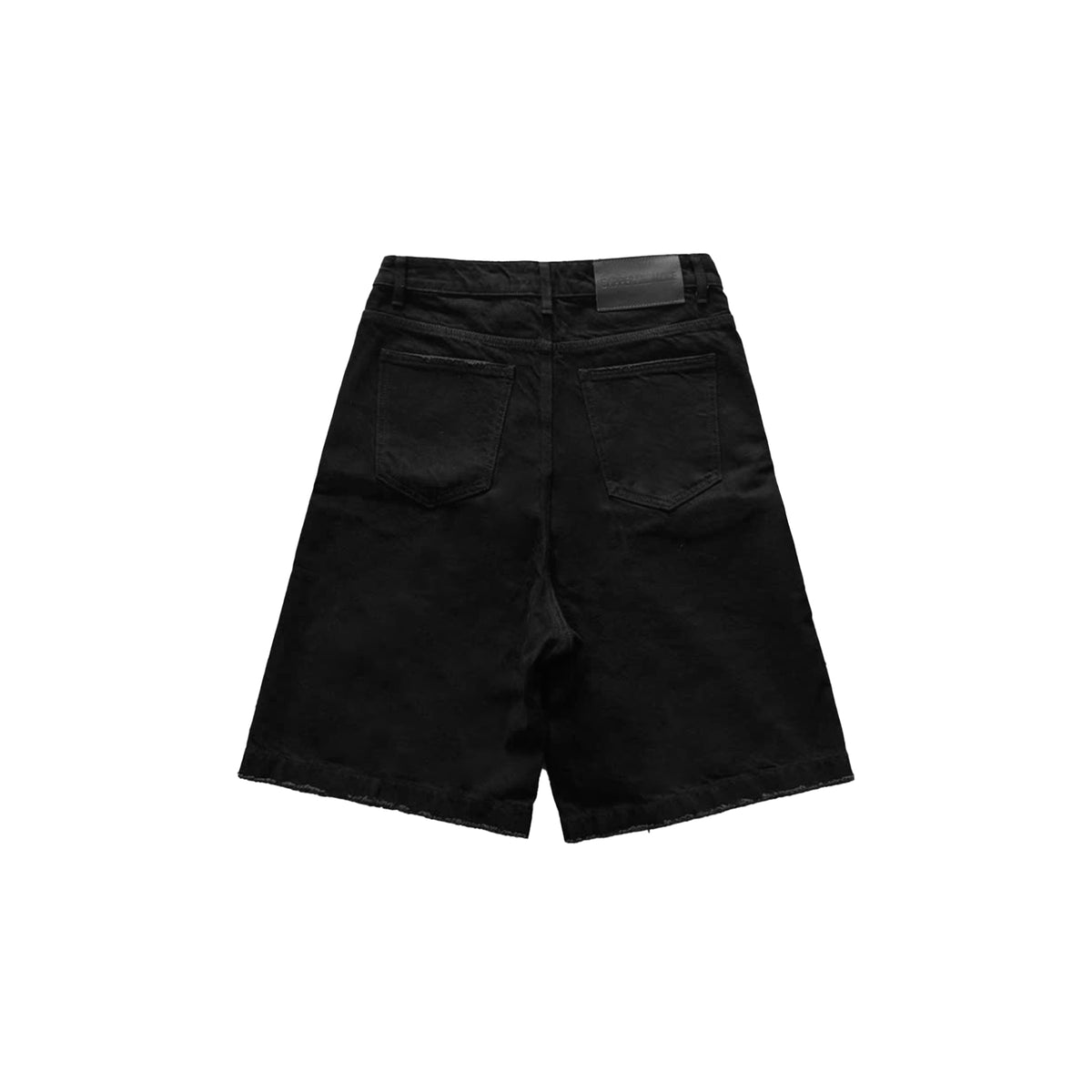 WASHED DENIM SHORTS/ SOLID BLACK