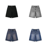WASHED DENIM SHORTS/ SOLID BLACK