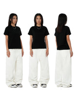 WIDE- LEG WASHED DENIM PANTS/ WHITE