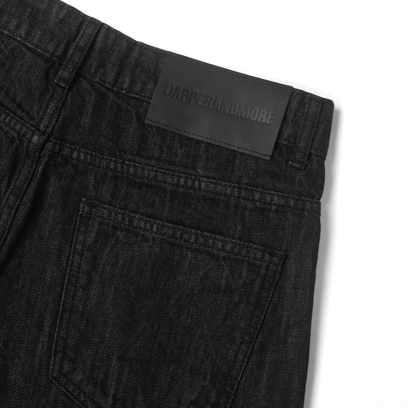 RAW DENIM JORT PLEAT / BLACK