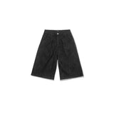 RAW DENIM JORT PLEAT / BLACK