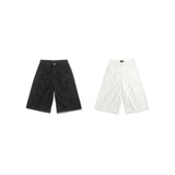 RAW DENIM JORT PLEAT / BLACK