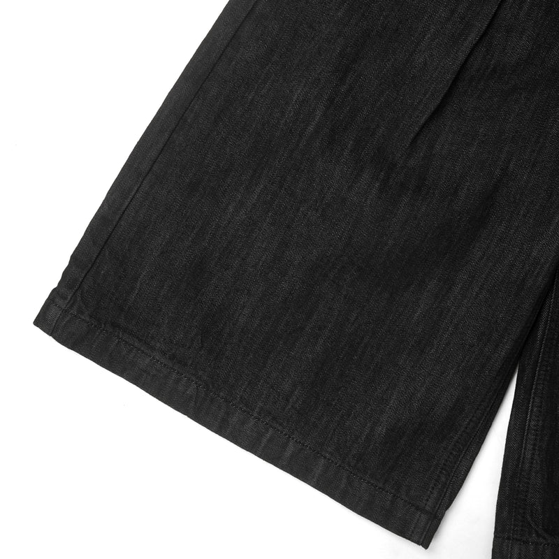 RAW DENIM JORT PLEAT / BLACK