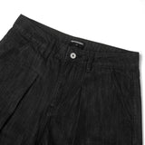 RAW DENIM JORT PLEAT / BLACK