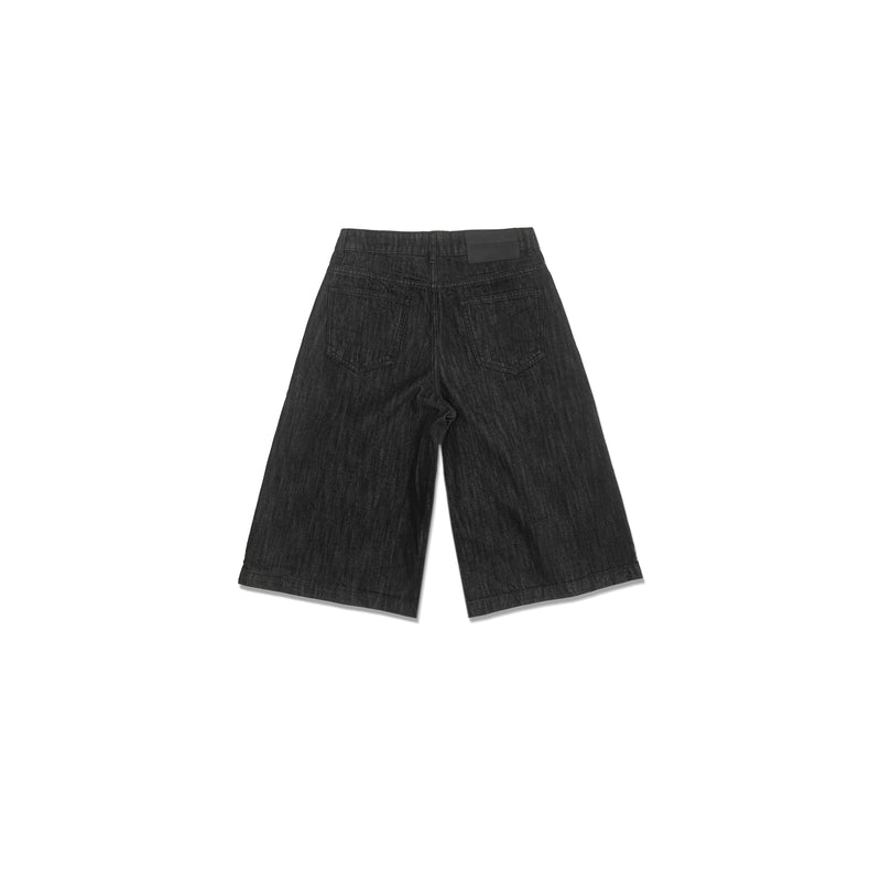 RAW DENIM JORT PLEAT / BLACK