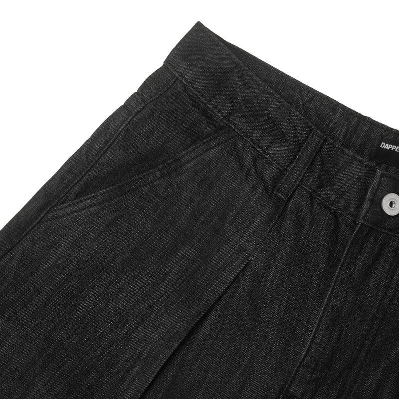 RAW DENIM JORT PLEAT / BLACK