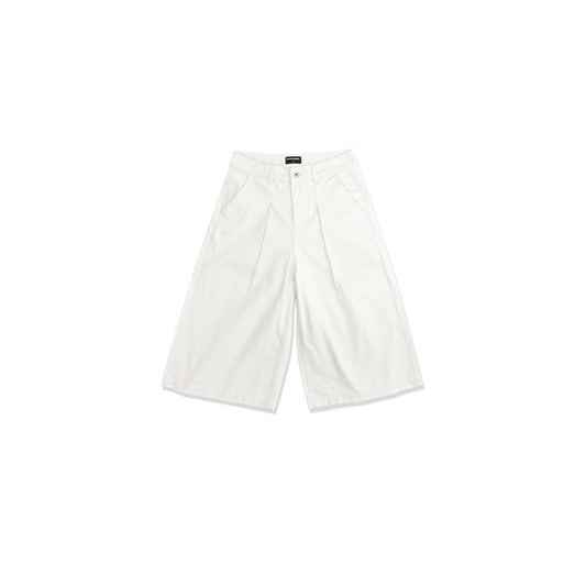 RAW DENIM JORT PLEAT / WHITE