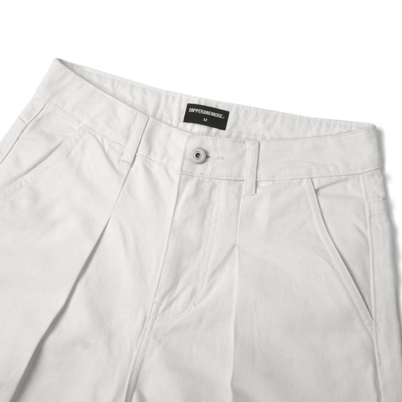 RAW DENIM JORT PLEAT / WHITE