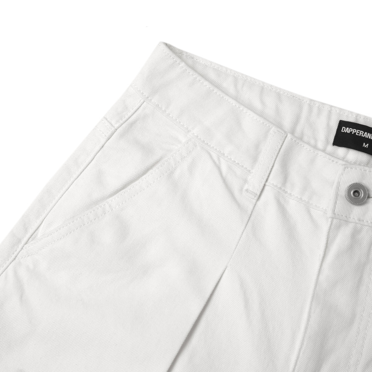 RAW DENIM JORT PLEAT / WHITE