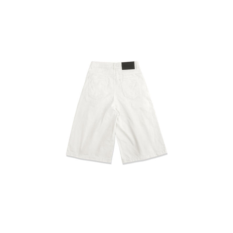 RAW DENIM JORT PLEAT / WHITE