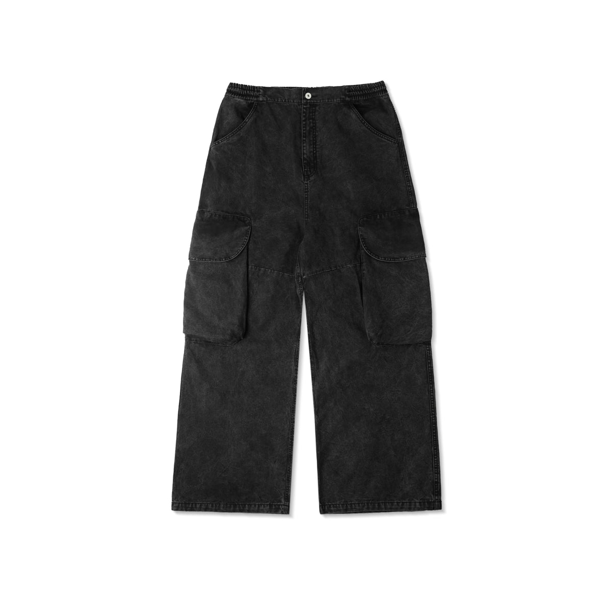 BIG POCKET CARGO PANTS WASHED/ BLACK