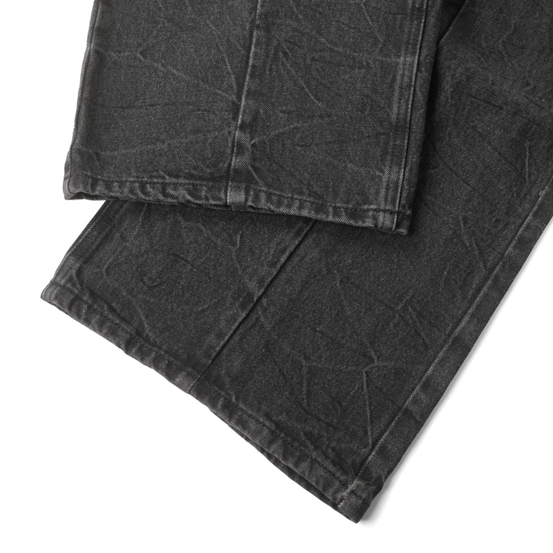 FRONT ZIP DENIM PANTS WASHED/ BLACK