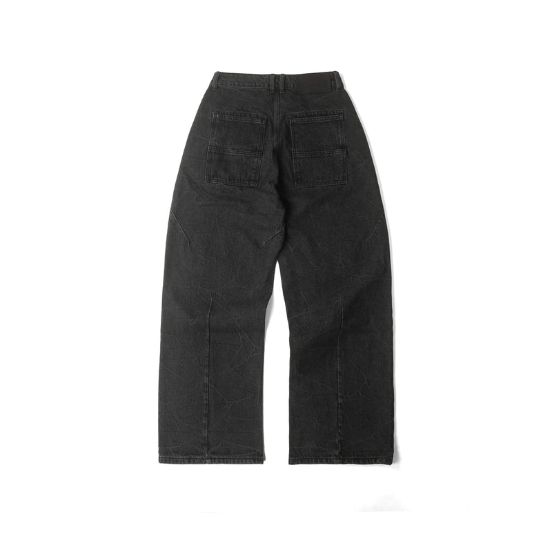 FRONT ZIP DENIM PANTS WASHED/ BLACK