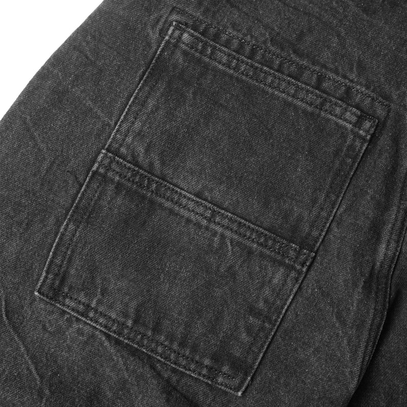 FRONT ZIP DENIM PANTS WASHED/ BLACK