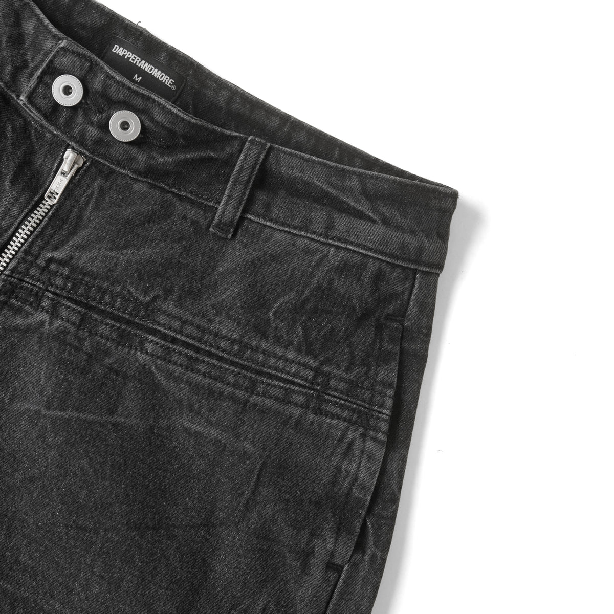 FRONT ZIP DENIM PANTS WASHED/ BLACK