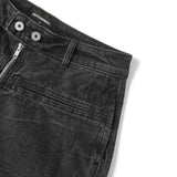 FRONT ZIP DENIM PANTS WASHED/ BLACK