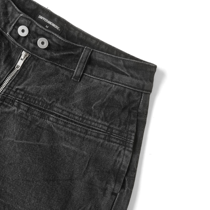 FRONT ZIP DENIM PANTS WASHED/ BLACK
