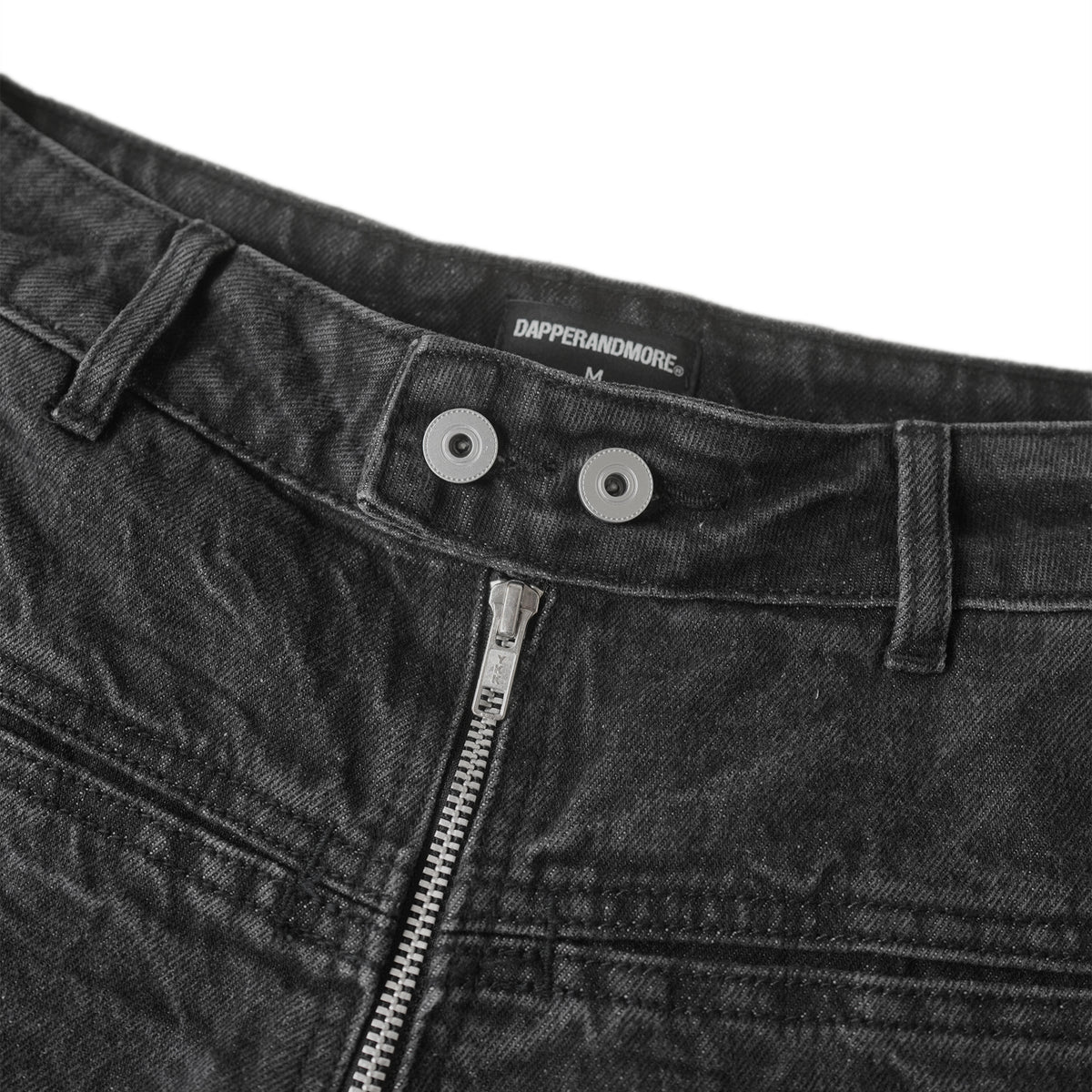 FRONT ZIP DENIM PANTS WASHED/ BLACK
