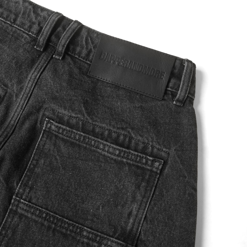 FRONT ZIP DENIM PANTS WASHED/ BLACK