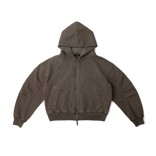 SILENT FORM ZIP HOODIE/ BURNT UMBER