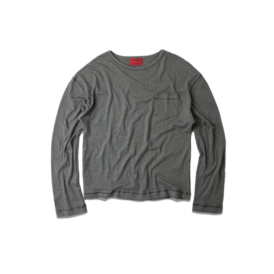 LIGHTWEIGHT LINEN POCKET LONG SLEEVE/ GREY