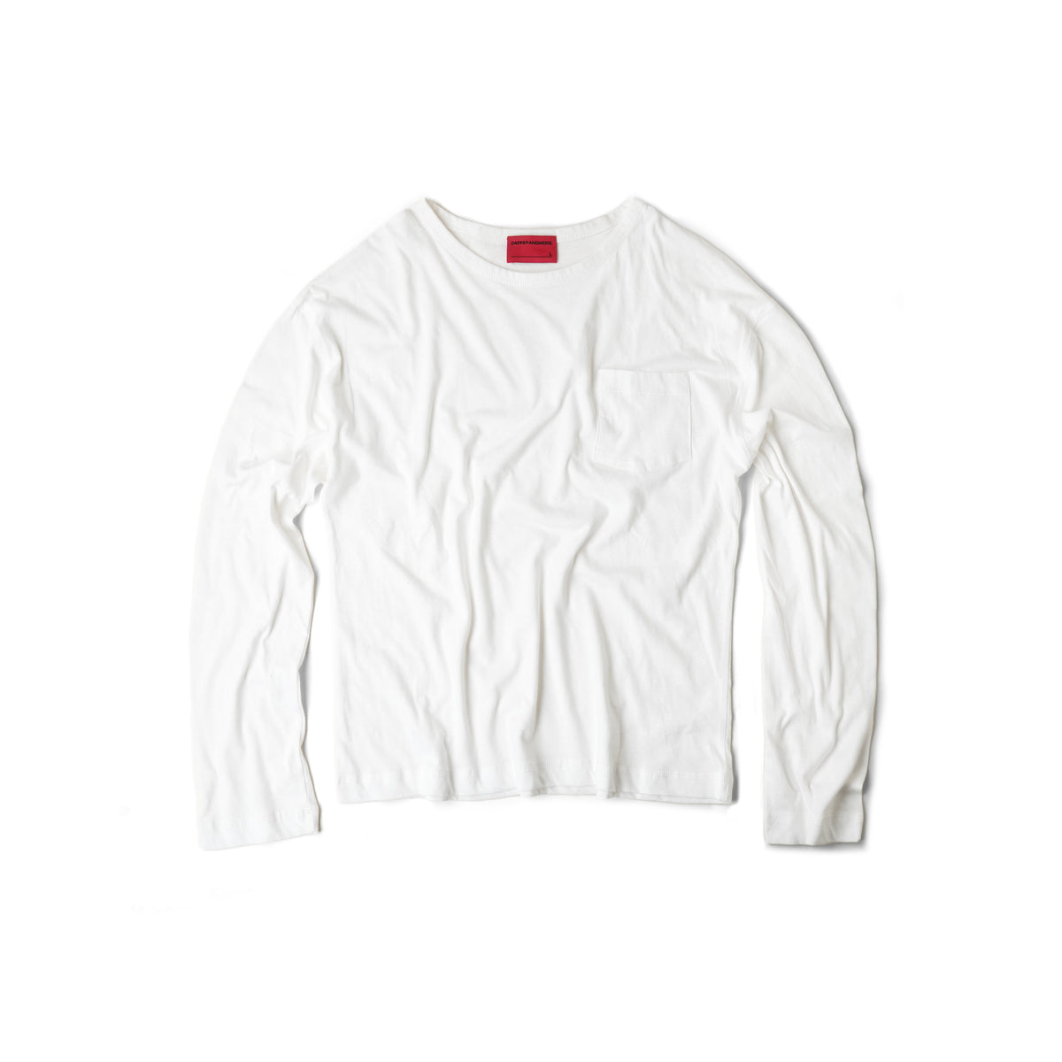 LIGHTWEIGHT LINEN POCKET LONG SLEEVE/ WHITE