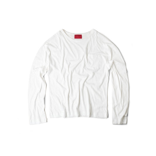 LIGHTWEIGHT LINEN POCKET LONG SLEEVE/ WHITE