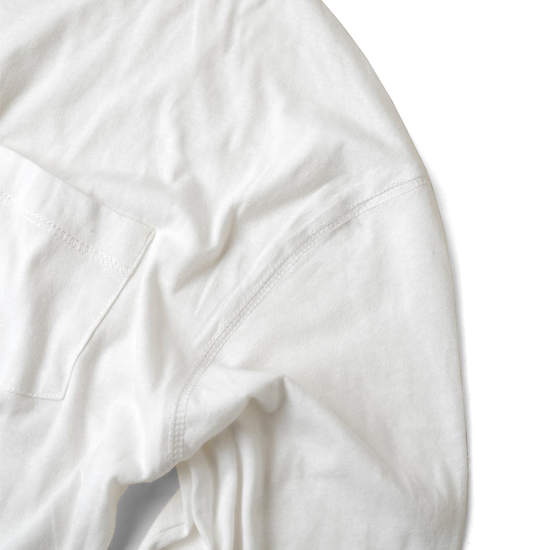 LIGHTWEIGHT LINEN POCKET LONG SLEEVE/ WHITE