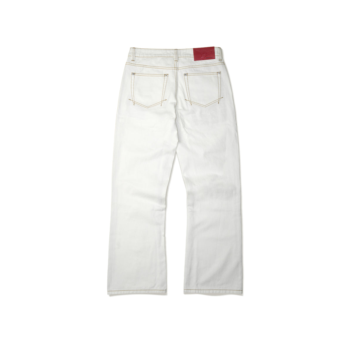 BUTTON FLY BOOTCUT JEANS/ WHITE