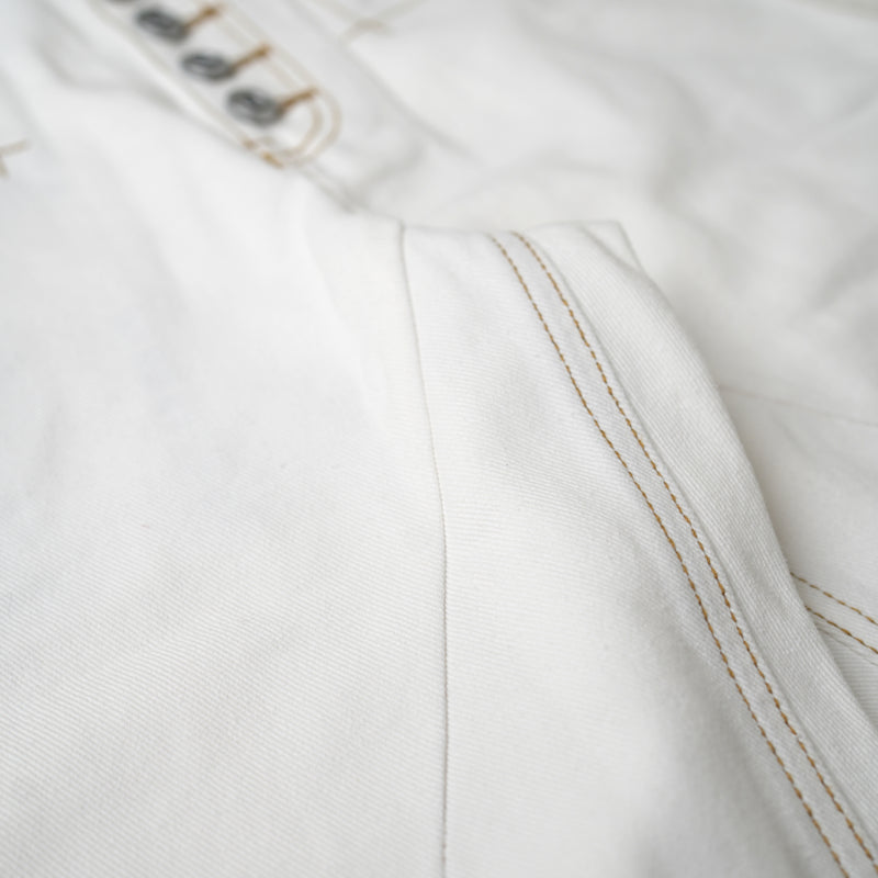 BUTTON FLY BOOTCUT JEANS/ WHITE