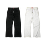 BUTTON FLY BOOTCUT JEANS/ WHITE