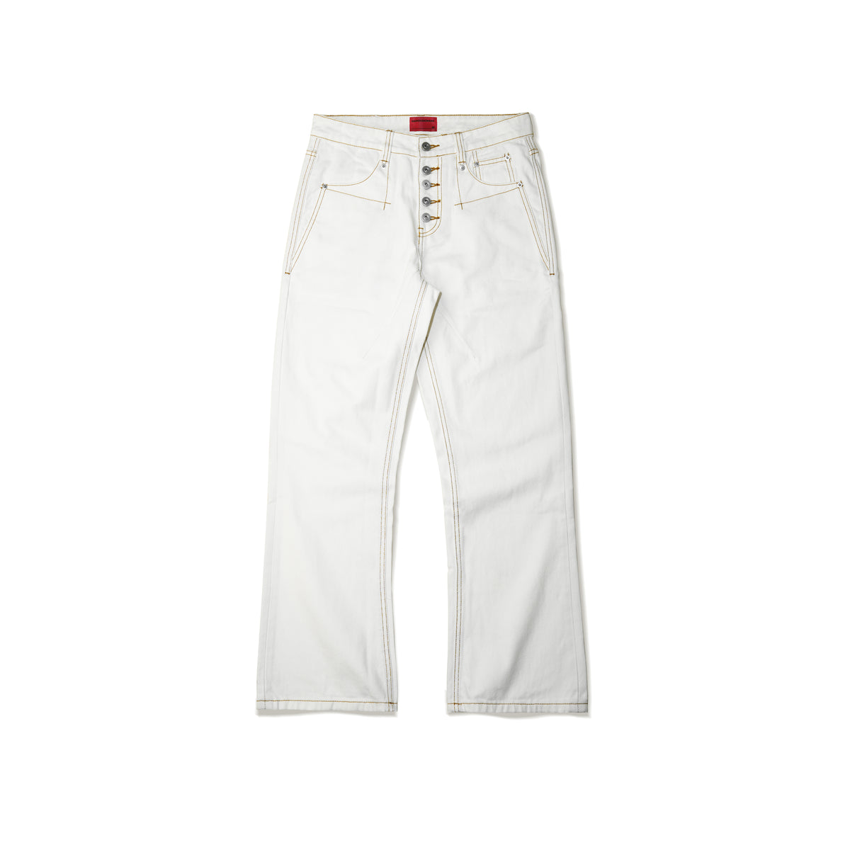 BUTTON FLY BOOTCUT JEANS/ WHITE