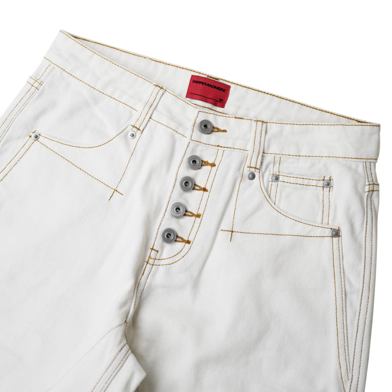 BUTTON FLY BOOTCUT JEANS/ WHITE