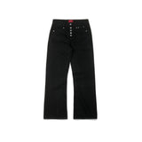 BUTTON FLY BOOTCUT JEANS/ BLACK