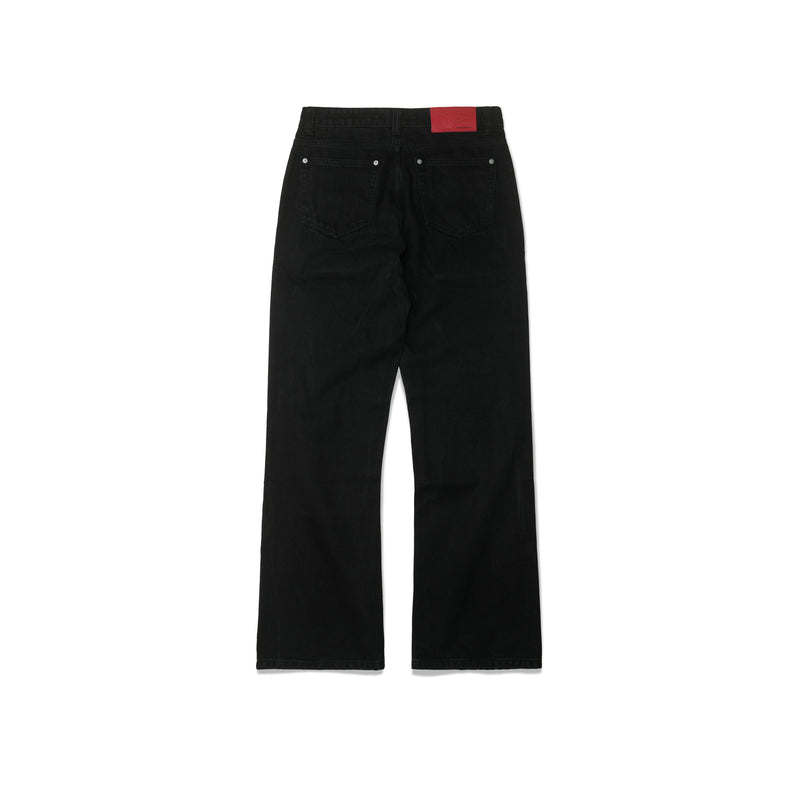 BUTTON FLY BOOTCUT JEANS/ BLACK